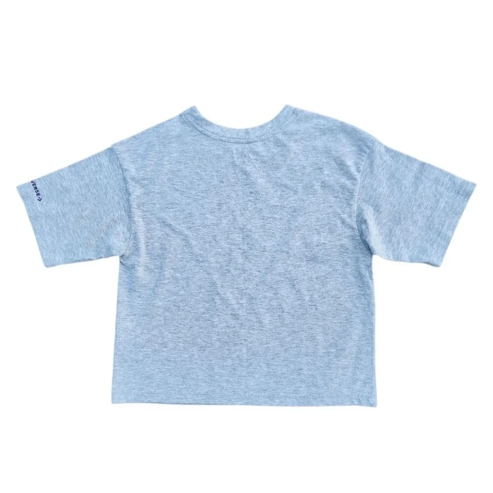 Converse All Star Shirt Kids Girls Gray Size M Short Sleeve Crop Tops Casual